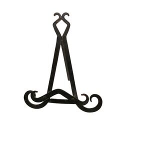 Vintage Wrought Iron Tabletop Easel Scroll Display Stand Cookbook Plate Holder